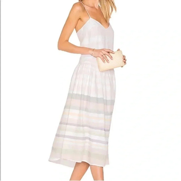 Mara Hoffman linen drop waist stripe midi linen dress - Picture 2 of 10